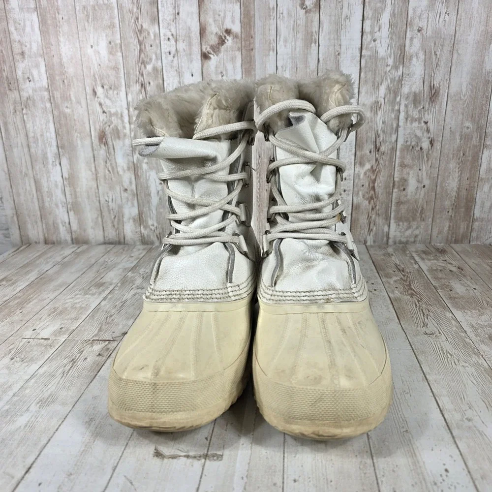Sorel Women's White Waterproof Winter Snow Boots Insulated Fur Lined Size‎ 9